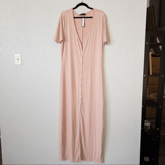 NWT Soncy Pink Button Front Maxi Dress Size‎ 1 (14/16) - Picture 1 of 8